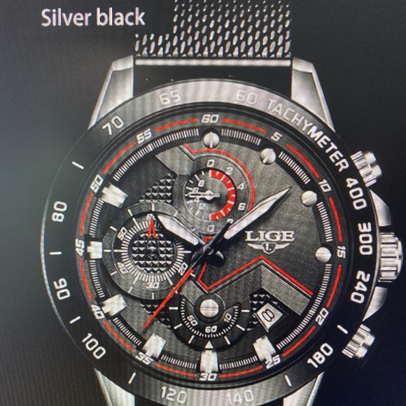 🆕️Mens Chrono Watch Black/Silver Quarts NIB w/paperwork - Picture 2 of 5